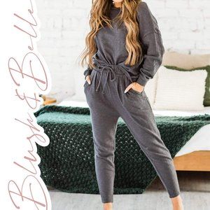 100% Premium Cotton Relaxed Lounge Set ASH GREY